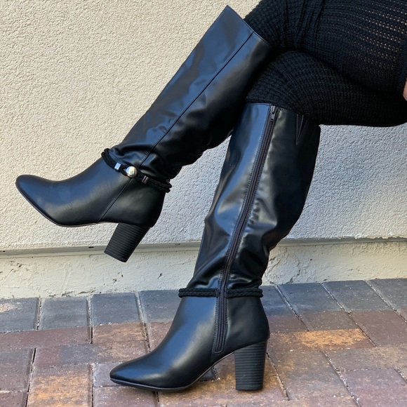 Rope Hardware Block Heel Knee High Wide Fit Boots - Picture 4 of 8